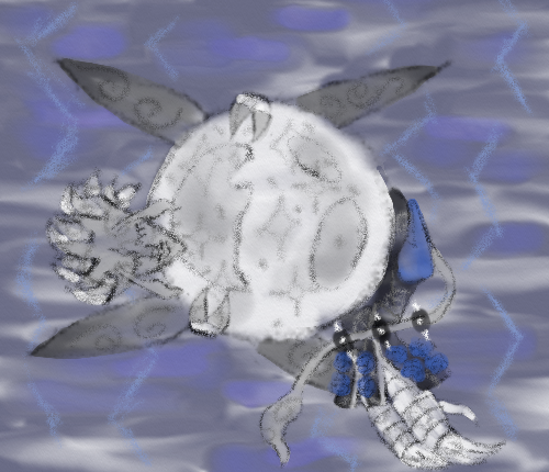 Uno dei miei disegni che rappresenta la mia forma pixie che abbraccia la Luna